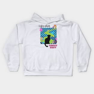 Black cat on the way to a psychedelic paradise Kids Hoodie